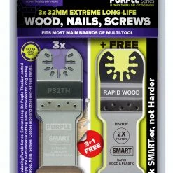 Smart Blades Lame Intelligente P32TN3PLUS UN PUR 32x52mm BiM Feuille De Titane 3+1pcs