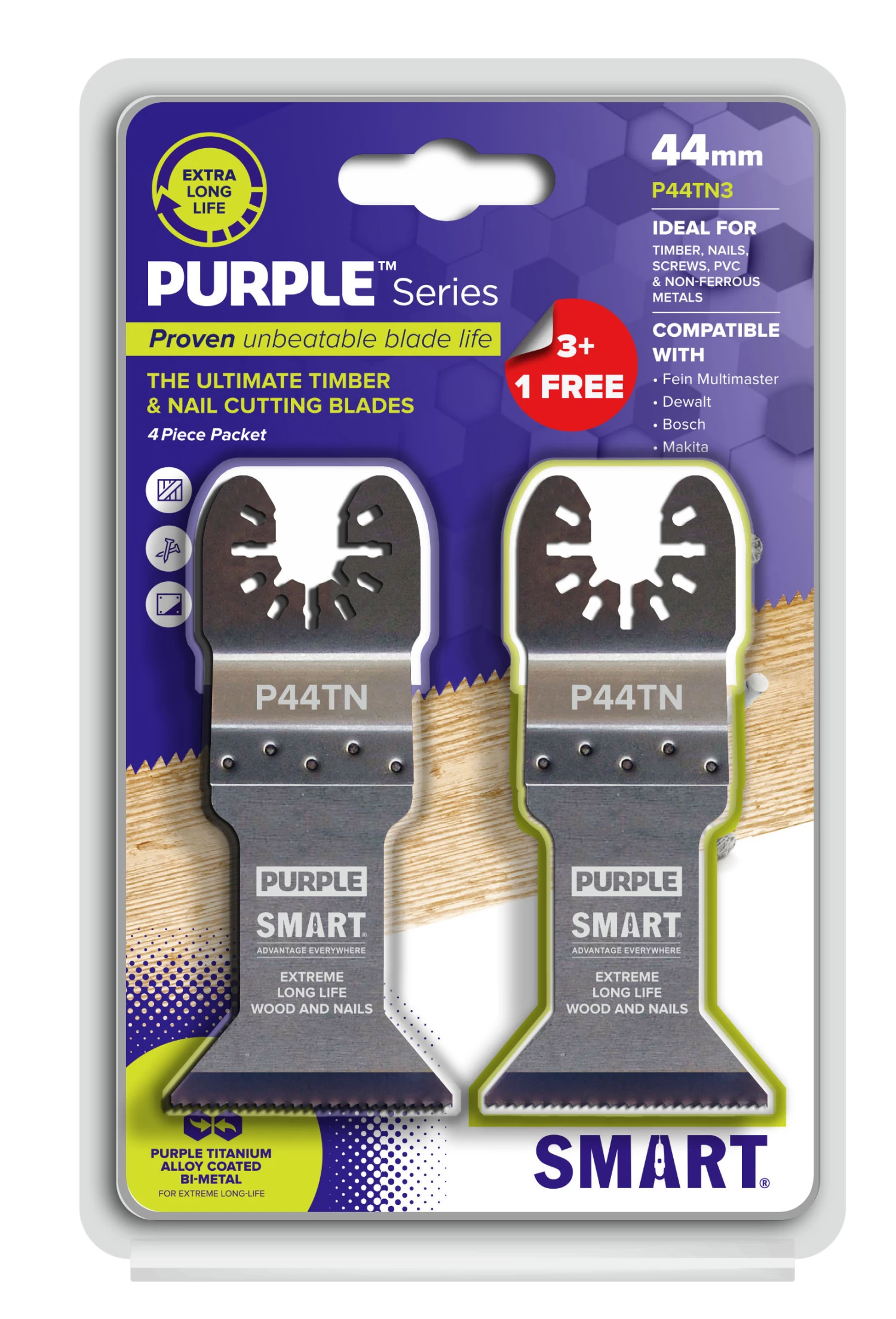 Smart Blades Lame Intelligente P44TN3+1 UN PUR 44x52mm BiM Feuille De Titane 3+1pcs 3 Smart Blades Lame Intelligente P44TN3+1 UN PUR 44x52mm BiM Feuille De Titane 3+1pcs